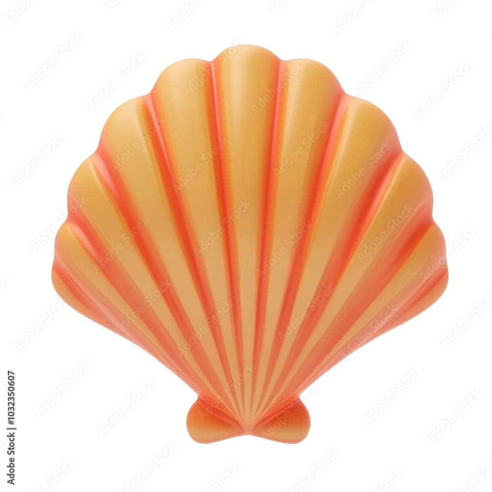 Poster seashell 3d render icon isolated on transparent background cutout