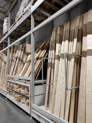 Warehouse aisle of building materials, hardware store