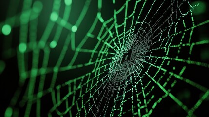 Naklejka premium Highly detailed spider web with geometric symmetry