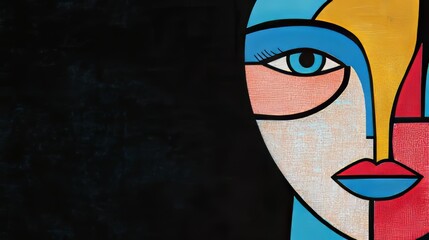 Abstract Modern Art Portrait with Colorful Geometric Shapes