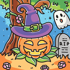 Cute Halloween Pumpkins. Halloween and Pumpkins Icon Concept Isolated Premium Vector. Flat Cartoon Concept. Cartoon Illustration Style. Coloring Book. Suitable for Any Project