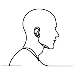 one line drawing bald man handsome people vector illustration template design