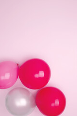 Birthday attributes colorful balloons. Concept of festive birthday celebrations