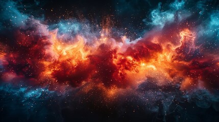 Fototapeta premium Abstract cosmic clouds with fire and smoke.