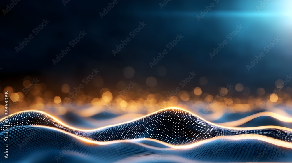 Poster innovative city skyline featuring abstract dot networks gradient line intersections and aesthetic wa