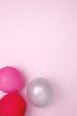 Birthday attributes colorful balloons. Concept of festive birthday celebrations