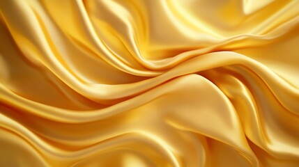 Obraz premium Golden satin fabric draped in soft waves, luxurious and shiny, perfect for elegant decoration
