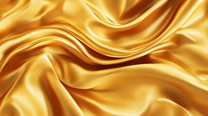 Obraz premium Golden satin fabric draped in soft waves, luxurious and shiny, perfect for elegant decoration