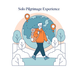 Pilgrimages. Flat Vector Illustration
