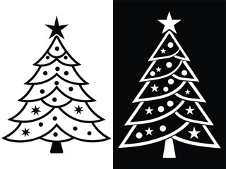 Christmas tree silhouette vector illustration. Set of Christmas tree. Merry Christmas tree.
