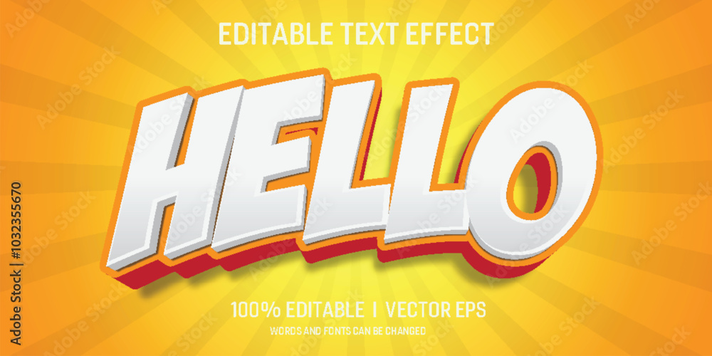 Poster editable hello vector text effect with modern style design