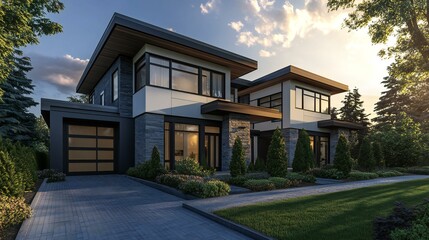 3d rendered modern house