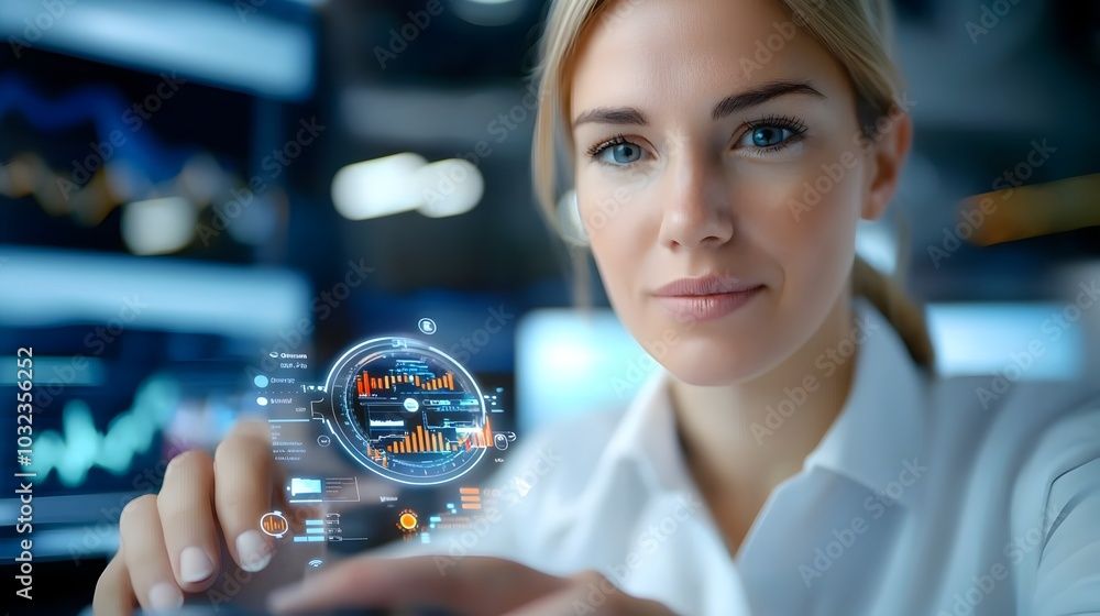 Fototapete immersive holographic visualization showcasing the dynamic and futuristic trading floor of a cutting