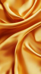 Fototapeta premium Golden satin fabric draped in luxurious waves, shimmering with a soft, silky texture and a subtle golden pattern