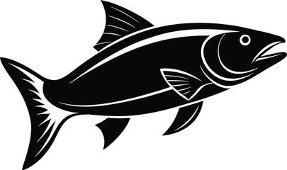 A Big Salmon Fish Silhouette vector artwork on a white background