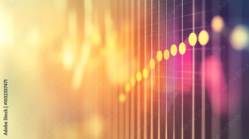 Poster colorful graph with data points and light effects