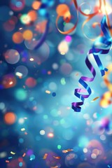 Vibrant celebration with colorful streamers and bokeh lights