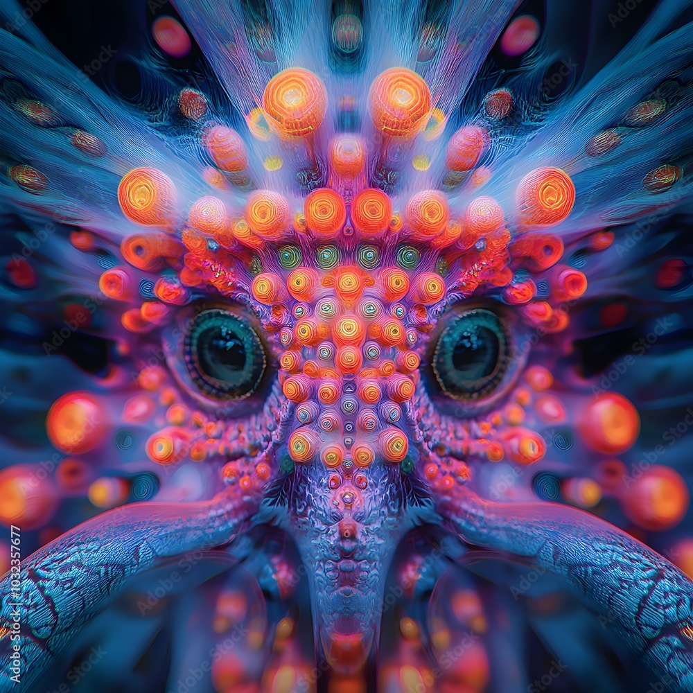 Leinwandbilder captivating kaleidoscopic abstract composition showcasing dynamic biomorphic shapes and patterns sug