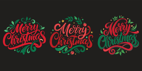 Collection of handwriting Merry Christmas text vector. Merry Christmas Text, Merry Christmas Background vector.