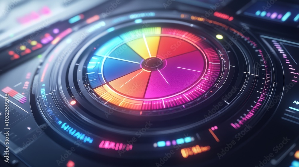 Poster colorful circular graphic user interface design