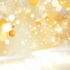 Golden bokeh lights and soft glowing orbs on a warm gradient background. Abstract festive design with shimmering, sparkling effect. Celebration and holiday concept