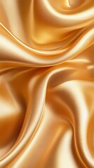 Fototapeta premium Golden satin fabric draped in luxurious waves, shimmering with a soft, silky texture and a subtle golden pattern