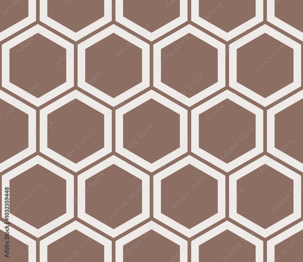Poster honeycomb hexagon cells background. saddle brown color on matching background. simple hexagon patter
