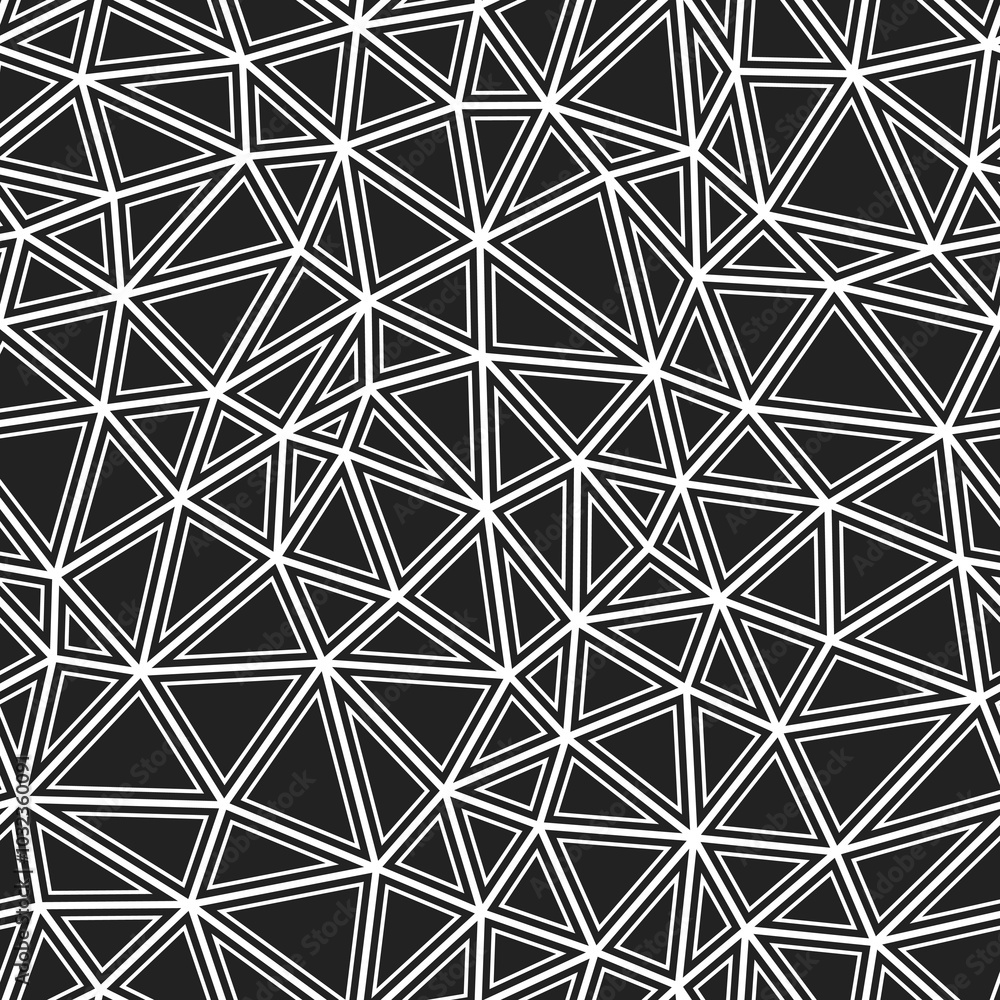 Poster geometric background with compact triangles in a solid, seamless pattern. black and white style with
