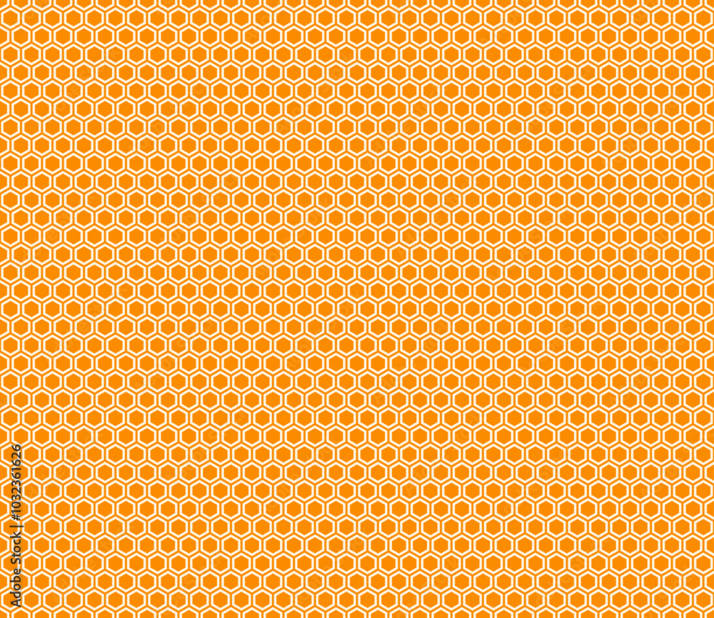 Poster minimal geometric background. orange color on matching background. plain hexagon net with inner soli
