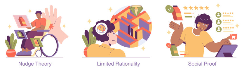 Behavioral Economics. Flat Vector Illustration