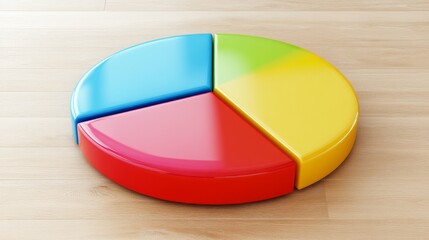 Obraz premium Colorful Pie Chart Segment on Wooden Background