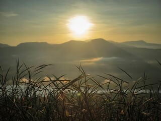 The morning sky has beautiful colors as the sun rises