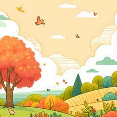 Maple tree landscape - 단풍나무 풍경. Generative AI