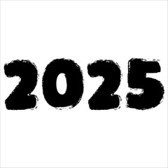 Chinese 2025 Contour White and Black New Year Numeric. Zodiac Asia Silhouette Snake