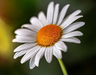 Obraz premium macro de una flor margarita con pétalos blancos aislada en un fondo desenfocado verde