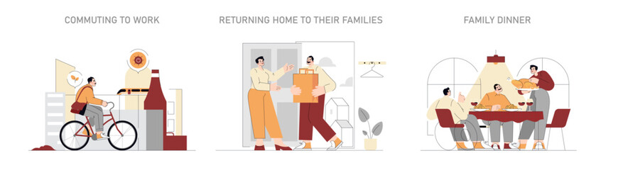 one day of carpentry. Flat Vector Illustration