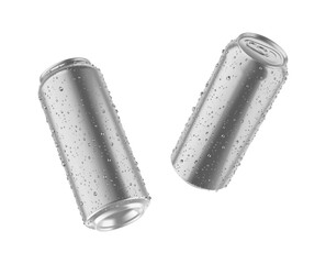 blank Soda can, Aluminum can, Beer can, on a white background, Water drop on can, 3d illustration, 3d rendering