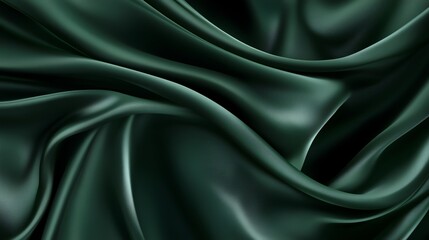 Obraz premium Emerald green satin fabric with smooth, flowing curves, creating a luxurious and elegant backdrop