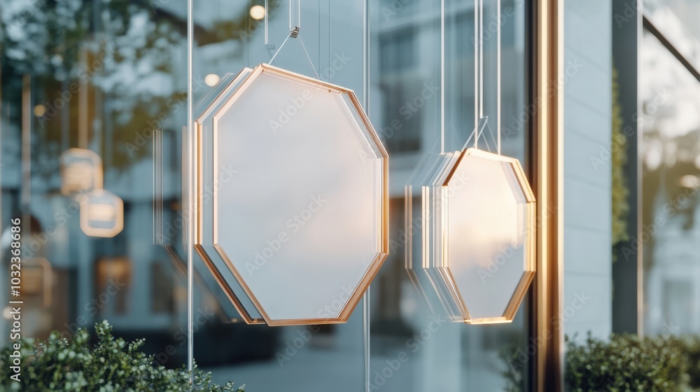 Poster modern blank hexagonal signage for store display