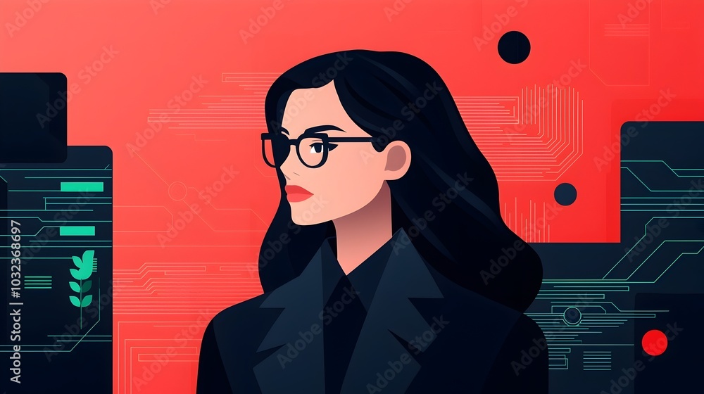 Aufkleber Diverse digital characters meticulously safeguarding a network of interconnected digital assets in a 3D isometric security landscape featuring a clean geometric aesthetic and a vibrant