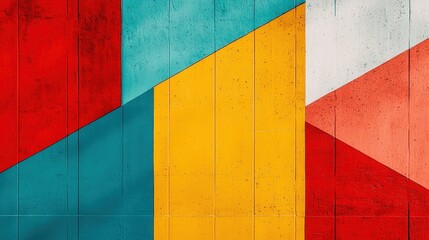 Vibrant abstract geometric patterns in bold colors showcasing modern design with contrasting shapes and textures