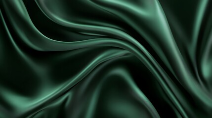 Emerald green satin fabric with smooth, flowing curves, creating a luxurious and elegant backdrop