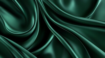 Emerald green satin fabric with smooth, flowing curves, creating a luxurious and elegant backdrop