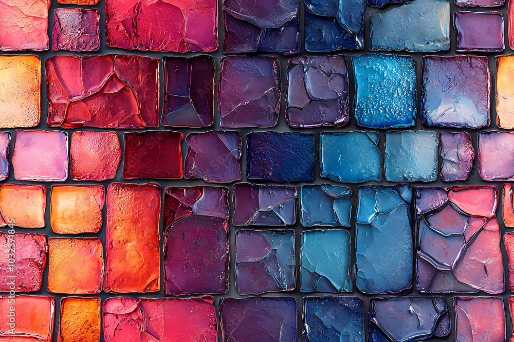 Poster a vibrant seamless texture featuring colorful tiled patterns inspired by a mosaic design