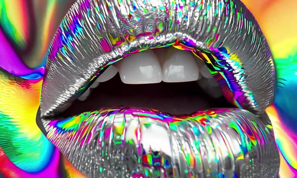 Holographic lips and gradient cholo background