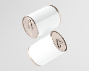 blank food can, Aluminum can, pet food can, on a white background, Water drop on can, 3d illustration, 3d rendering