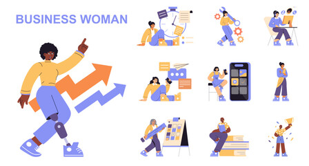Business Woman. Flat Vector Illustration