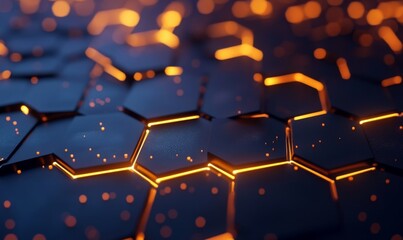 Abstract background with glowing lights hexagon
