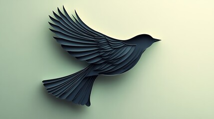Fototapeta premium Silhouette of a bird in flight, with minimalist paper cut layers, simple yet elegant design for freedom or wildlifethemed projects