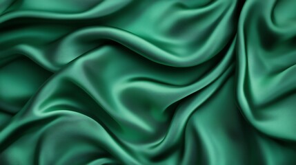 Obraz premium Green satin fabric with smooth texture, perfect for elegant decoration